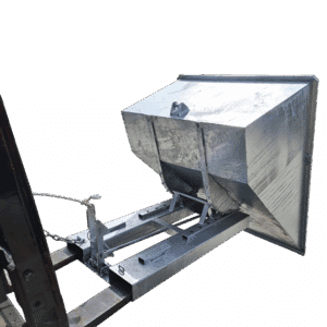 Tippo Heavy Duty Bin on Forklift Extended and Tipped