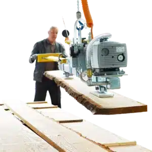 Vacuum Lifter – VacuWood VWB – lifting wooden planks after being sawed