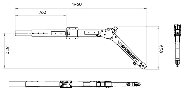 BTS Pro-6G Davit Rescue Rated Crane Dimensions